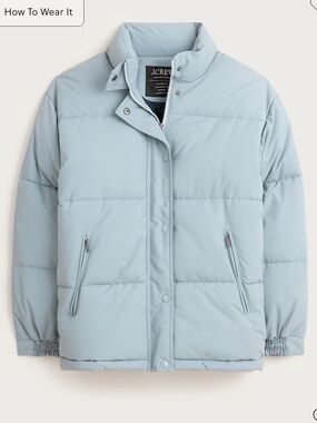 J crew slate blue Signature puffer jacket with PrimaLoft®